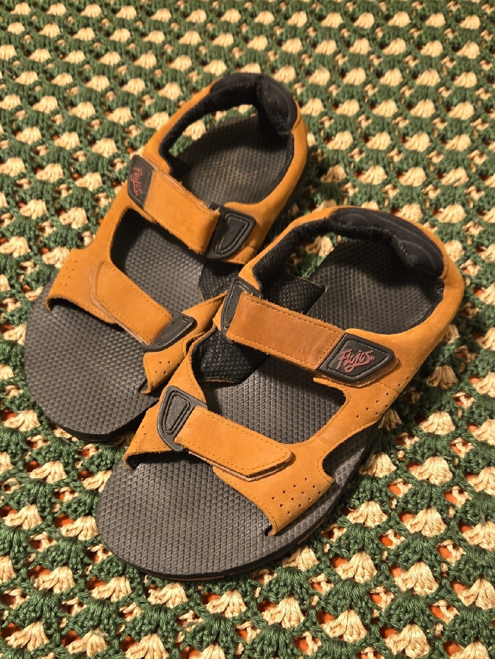 FLOJOS 4X4 VINTAGE  Brown Suede Strap Sandals Xlnt.cond.mens 10